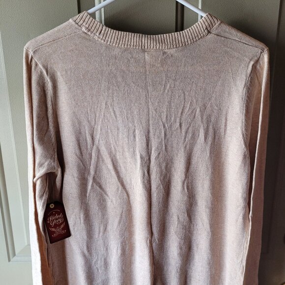 NWT's Faded Glory Tan Lightweight Cardigan Sweater Size Large 12-14 - Picture 4 of 4